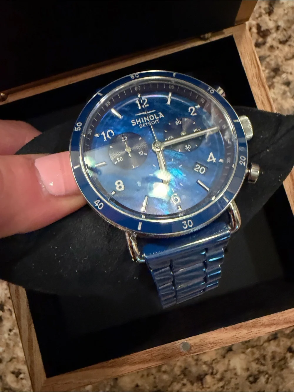 Shinola Blue Chronograph Stainless Steel Watch